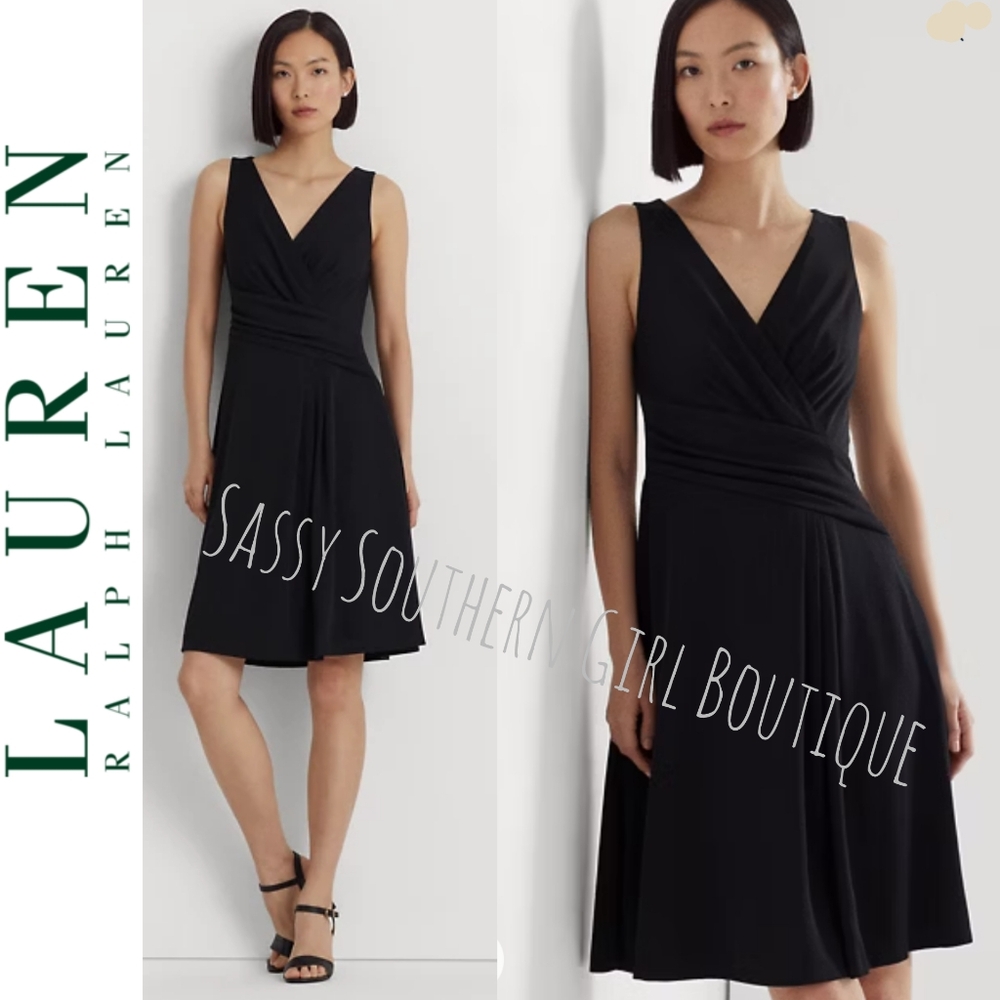 🆕⭐ Lauren Ralph Lauren Black Sleeveless Jersey Dress